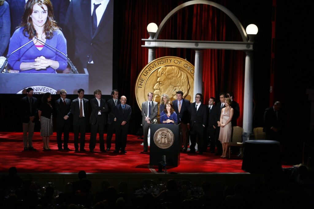 Tina Fey with the 30 Rock cast and crew at the Peabody Awards
