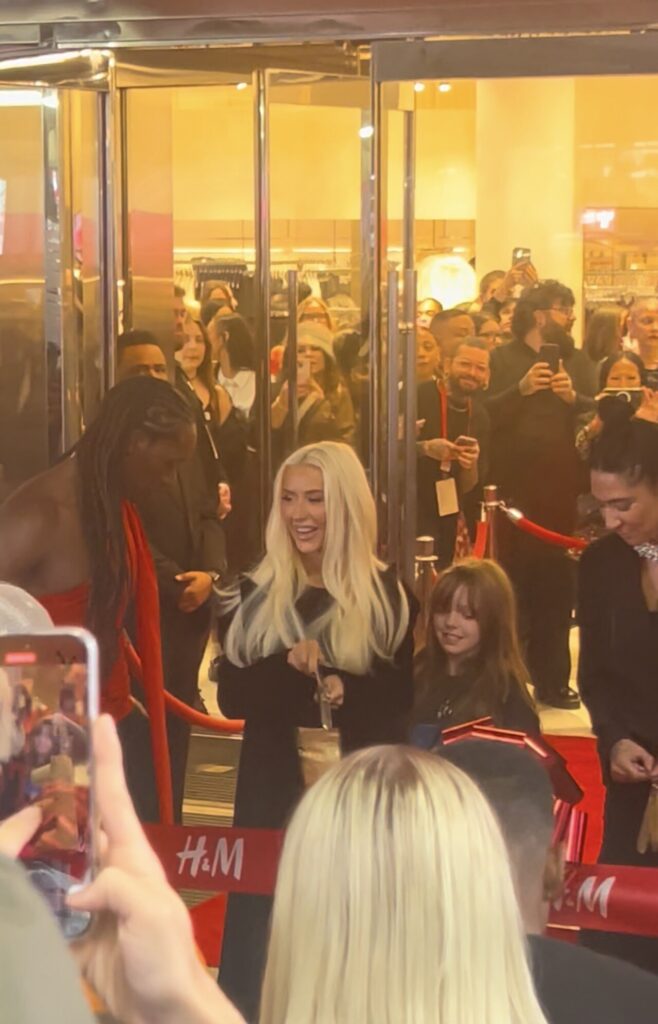 Christina Aguilera at an H&M store opening in November 2024, ex-wife of Jordan Bratman